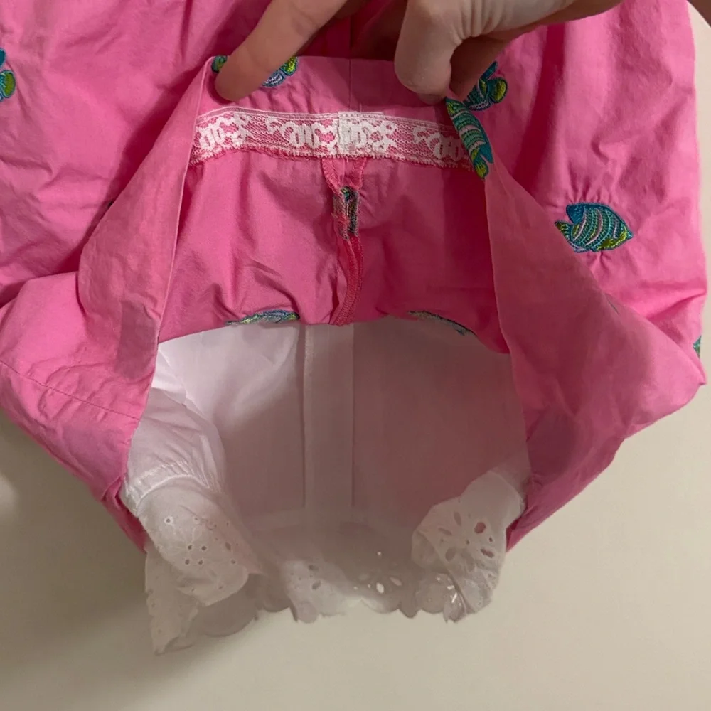Vintage Lilly Pulitzer Dress Pink with Fish Lace Detailing Size 4T 100% Cotton‎